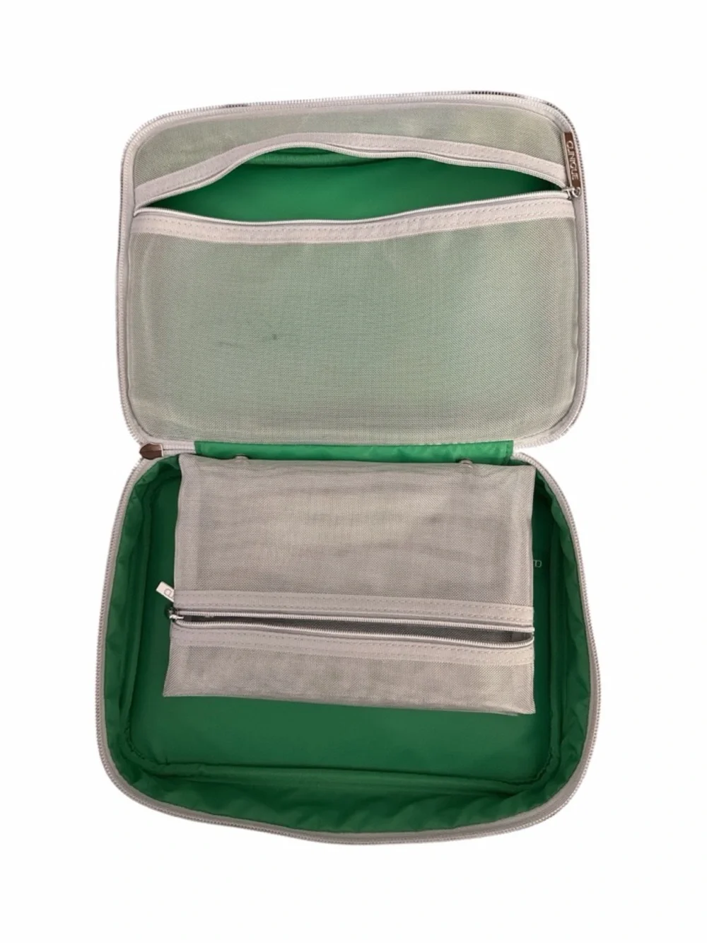 Clinique Fluffy Makeup Train Case Bag + 2 Removable Small Bags ~ Sliver